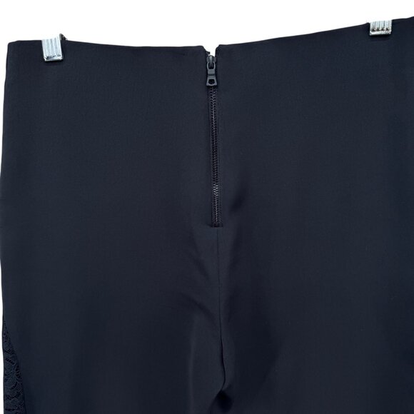 Alice Olivia Mandy Flare Pants Womens Black Crochet Lace Trim Back Zip Size 4 - Picture 3 of 12